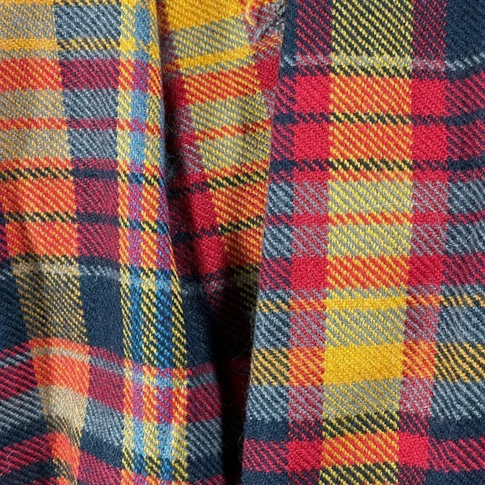 Unbranded Women's Flannel Infinity Scarf Red Yellow Black Plaid Fringe